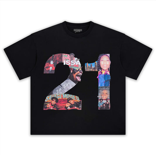 21 SAVAGE & HEAD COLLAGE TEE