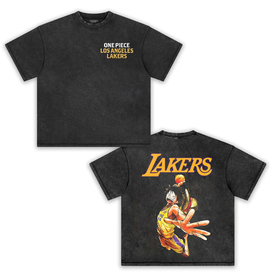 LOS ANGELES LAKERS X ONE PIECE -LUFFY TEE 2