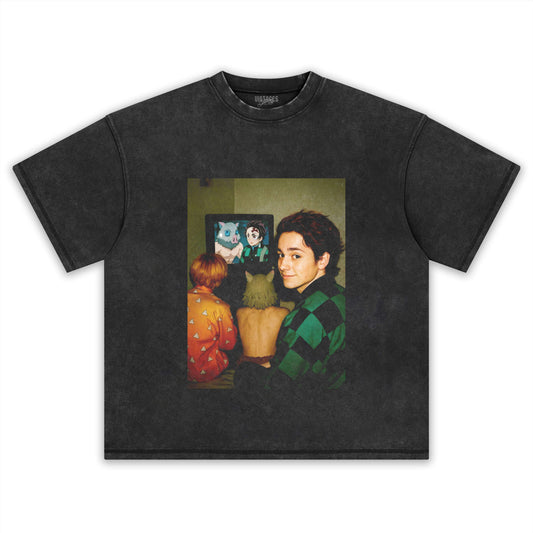 RETRO COMBINATION OF CELEBRITY AND DEMON SLAYER CREATIVITY TEE