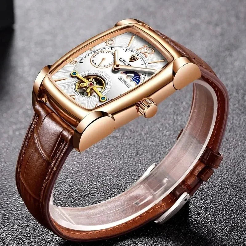 Lige Automatic Moon Phase Tourbillon Luxury Timepiece
