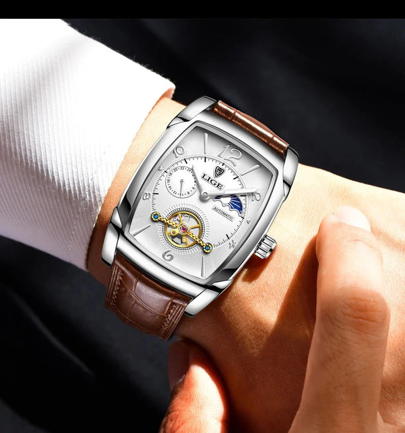 Lige Automatic Moon Phase Tourbillon Luxury Timepiece