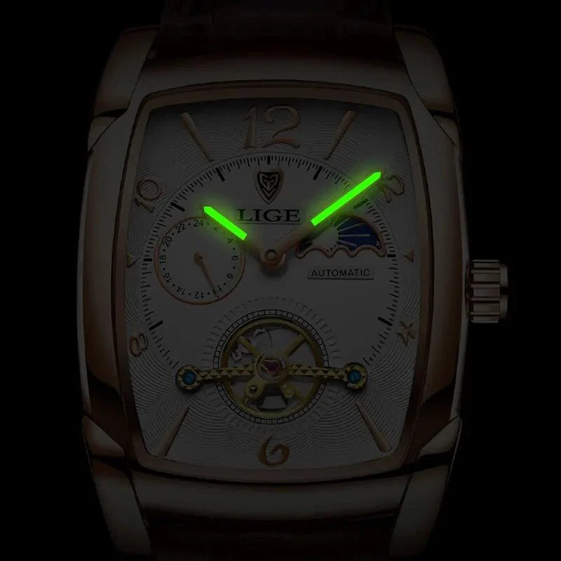 Lige Automatic Moon Phase Tourbillon Luxury Timepiece