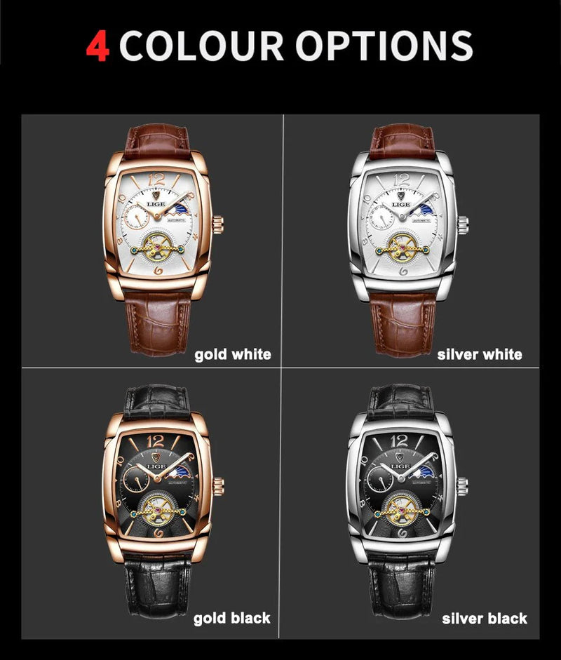 Lige Automatic Moon Phase Tourbillon Luxury Timepiece