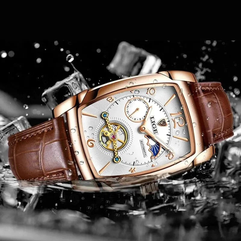 Lige Automatic Moon Phase Tourbillon Luxury Timepiece