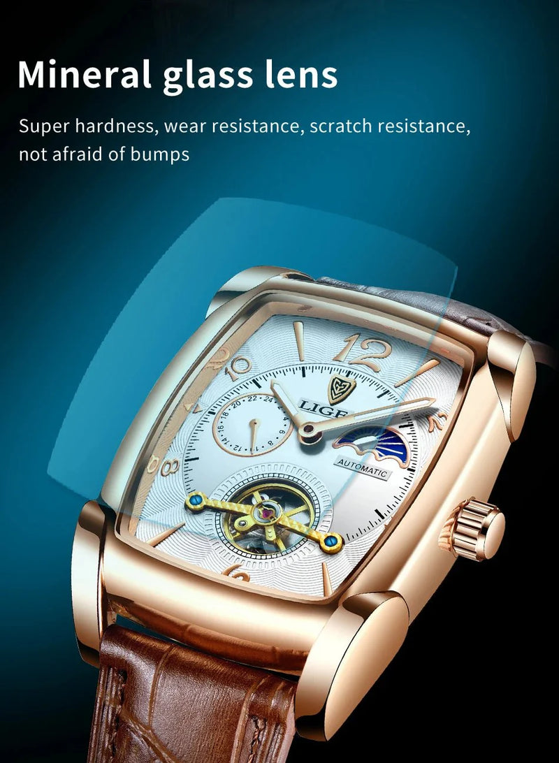Lige Automatic Moon Phase Tourbillon Luxury Timepiece