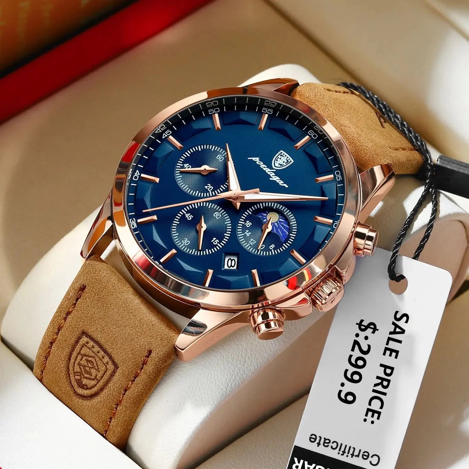 Poedagar ChronoLuxe Sport – Luxury Chronograph Quartz Watch