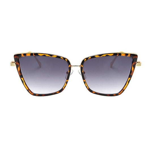 New Brand Designer Cateye Sunglasses Women Vintage Metal Glasses For Women Mirror Retro Lunette De Soleil Femme UV400