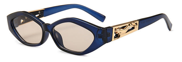 SHAUNA Diamond Sharp Mode Metall Hoppande Gepard Dekoration Mode Kvinnor Små Cat Eye Solglasögon