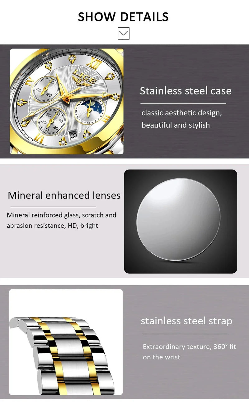 Shark & Sapphire Golden Radiance Luxury Women's Watch